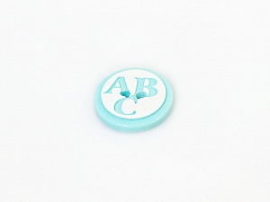 Light Turquoise 5 ABC Figure Buttons 15 mm diameter