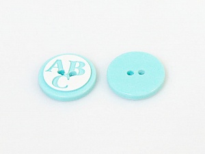 Light Turquoise 5 ABC Figure Buttons 15 mm diameter