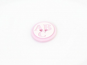 Pink 5 ABC Figure Buttons 15 mm diameter
