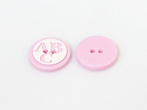 Pink 5 ABC Figure Buttons 15 mm diameter