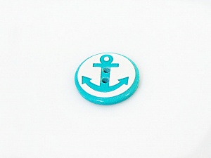 Turquoise 5 Anchor Figure Buttons 15 mm diameter