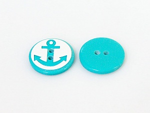 Turquoise 5 Anchor Figure Buttons 15 mm diameter
