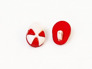 White Red 5 Cap Figure Buttons 15mm long