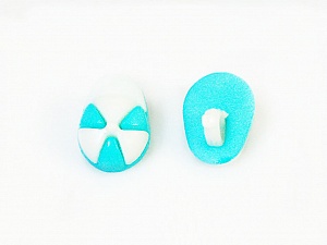 White Turquoise 5 Cap Figure Buttons 15mm long