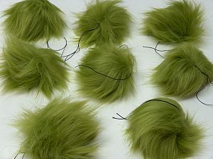 Açık Yeşil 8 Faux Fur PomPoms