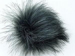 Beyaz Siyah 8 Faux Fur PomPoms