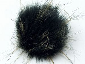 Siyah Bej 8 Faux Fur PomPoms