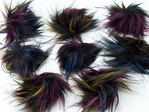Sarı Pembe Mavi Siyah 8 Faux Fur PomPoms