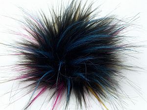 Sarı Pembe Mavi Siyah 8 Faux Fur PomPoms