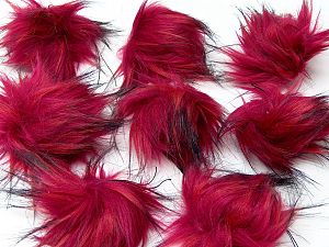 Somon Fuşya Siyah 8 Faux Fur PomPoms