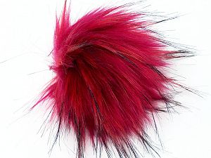 Somon Fuşya Siyah 8 Faux Fur PomPoms