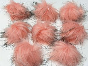 Açık Somon Koyu Gri 8 Faux Fur PomPoms