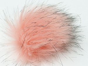 Açık Somon Koyu Gri 8 Faux Fur PomPoms