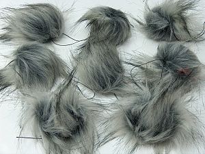 Beyaz Gri Tonları 8 Faux Fur PomPoms
