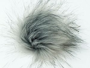 Beyaz Gri Tonları 8 Faux Fur PomPoms