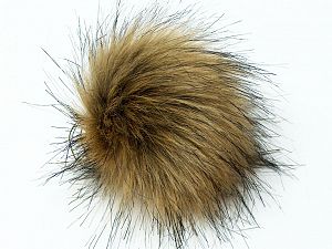 Açık Kamel Siyah 8 Faux Fur PomPoms