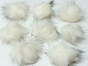 Beyaz Siyah 8 Faux Fur PomPoms