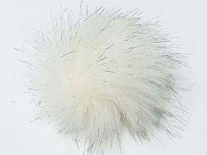 Beyaz Siyah 8 Faux Fur PomPoms