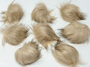 Kahverengi Bej 8 Faux Fur PomPoms