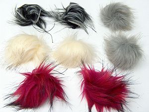 Çok renkli 8 Faux Fur PomPoms Mixed Lot of 8 Faux Fur PomPoms