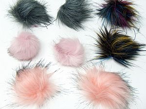 Çok renkli 8 Faux Fur PomPoms Mixed Lot of 8 Faux Fur PomPoms