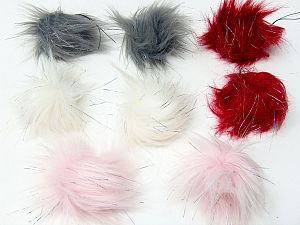 Çok renkli 8 Faux Fur PomPoms Mixed Lot of 8 Faux Fur PomPoms