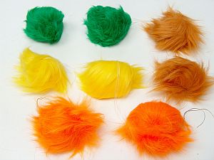 Çok renkli 8 Faux Fur PomPoms Mixed Lot of 8 Faux Fur PomPoms