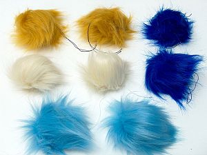 Çok renkli 8 Faux Fur PomPoms Mixed Lot of 8 Faux Fur PomPoms