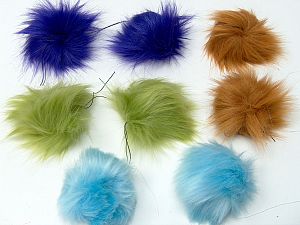 Çok renkli 8 Faux Fur PomPoms Mixed Lot of 8 Faux Fur PomPoms