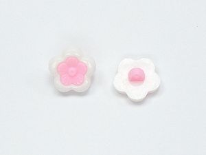 Beyaz Pembe 5 Flower Figure Buttons 15mm long