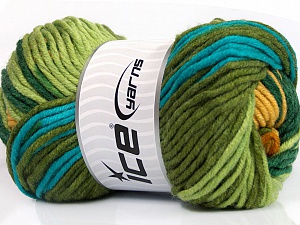 Batik Chunky Yellow Turquoise Green Shades Gold