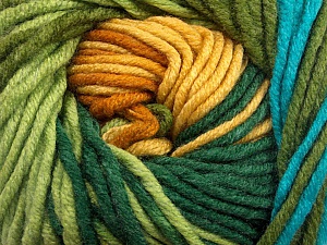 Batik Chunky Yellow Turquoise Green Shades Gold
