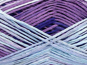 Fettuccia Fine Purple Lilac Light Grey Light Blue Self-striping