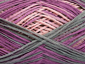 Fettuccia Fine Purple Light Pink Light Khaki Light Grey Self-striping