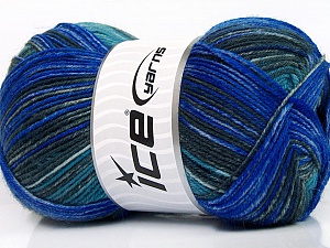 Sale Sock Yarn Blue, Grey, Turquoise