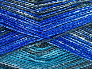 Sale Sock Yarn Turquoise Grey Blue