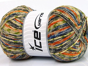 Print Sock Turuncu Gri Yeşil Krem Mavi