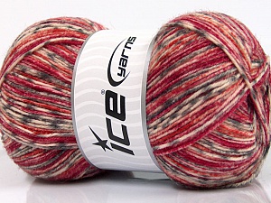 Print Sock Red Orange Grey Cream