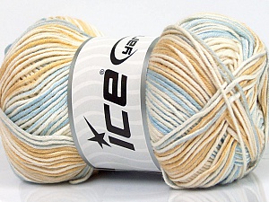 Baby Cotton Print Light Brown Light Blue Cream
