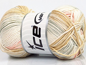 Baby Cotton Print Light Salmon Light Grey Light Brown Cream
