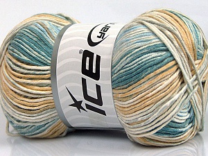 Baby Cotton Print Turquoise Light Blue Grey Cream Beige