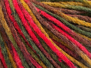 Wool Worsted Color Green Shades, Brown, Fuchsia