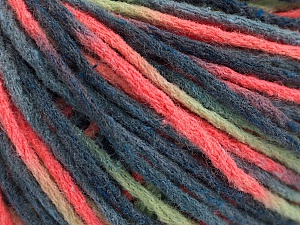Wool Worsted Color Neon Turuncu Yeşil Mavi Tonları