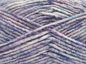 Wool Melange Beyaz Turkuaz Leylak Tonları