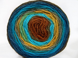 Cakes Wool DK Turkuaz Altın Bakır Mavi Tonları