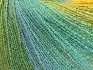 Angora Design Green, Turquoise, Yellow, White