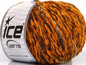 Chenille Wool Flamme Koyu Altın Kahverengi Tonları Siyah