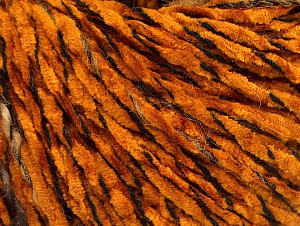 Chenille Wool Flamme Koyu Altın Kahverengi Tonları Siyah