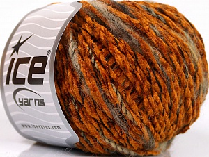 Chenille Wool Flamme Orange, Brown Shades, Black