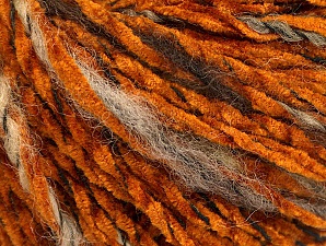 Chenille Wool Flamme Orange, Brown Shades, Black